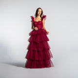 Vestido Longo em Tule com Corpo Transparente e Volume Imponente – REF: EG07