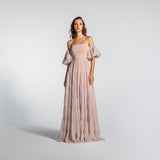 Vestido Longo em Musseline Fluida com Mangas Removíveis – REF: EG01