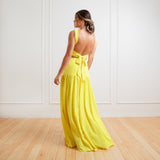 Vestido Longo em Crepe com Recortes Laterais e Amarração nas Costas – REF: EG35