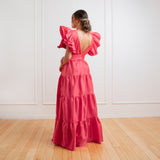 Vestido Longo em Tafetá com Babados nos Ombros – REF: EG30
