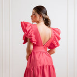 Vestido Longo em Tafetá com Babados nos Ombros – REF: EG30