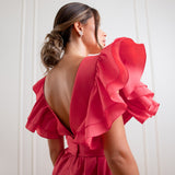Vestido Longo em Tafetá com Babados nos Ombros – REF: EG30