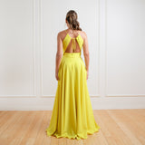 Vestido Longo em Crepe com Recortes e Saia Ampla – REF: EG36