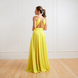 Vestido Longo em Crepe com Recortes e Saia Ampla – REF: EG36