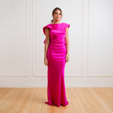Vestido Longo em Cetim com Babados e Costas Abertas – REF: EG08