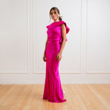 Vestido Longo em Cetim com Babados e Costas Abertas – REF: EG08