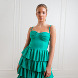 Vestido Longo em Crepe com Babados Estruturados – REF: EG28