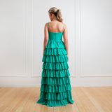 Vestido Longo em Crepe com Babados Estruturados – REF: EG28