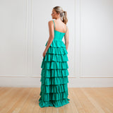 Vestido Longo em Crepe com Babados Estruturados – REF: EG28