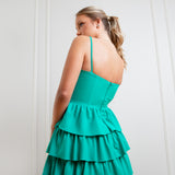 Vestido Longo em Crepe com Babados Estruturados – REF: EG28