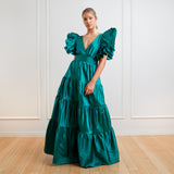 Vestido Longo em Tafetá com Babados nos Ombros – REF: EG30