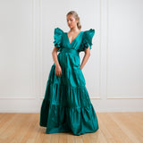 Vestido Longo em Tafetá com Babados nos Ombros – REF: EG30