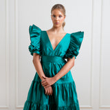 Vestido Longo em Tafetá com Babados nos Ombros – REF: EG30