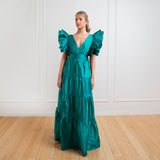 Vestido Longo em Tafetá com Babados nos Ombros – REF: EG30