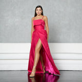 Vestido Longo em Tafetá Tomara que Caia com Pala Reta – REF: EG43