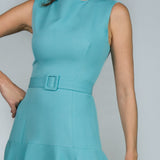 Vestido Longo em Crepe com Decote Alto e Saia Ampla – REF: OD83