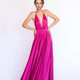 Vestido Longo em Cetim com Decote Profundo e Costas Abertas – REF: EG19