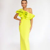 Vestido Longo em Crepe com Babado Maximalista – REF: OD92