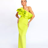 Vestido Longo em Crepe com Babado Maximalista – REF: OD92
