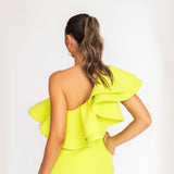 Vestido Longo em Crepe com Babado Maximalista – REF: OD92