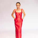 Vestido Midi em Zibeline com Corselet e Bolsos – REF: OD91