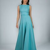 Vestido Longo em Crepe com Decote Alto e Saia Ampla – REF: OD83