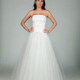 Vestido Longo em crepe com saia de tule e cintura baixa – REF: OD80