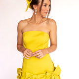 Vestido Longo em Tafetá Tomara que Caia com Laços Estruturados – REF: OD81