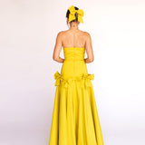 Vestido Longo em Tafetá Tomara que Caia com Laços Estruturados – REF: OD81