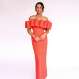 Vestido midi em Crepe com Ondas Esculturais no Decote – REF: OD94