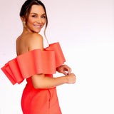Vestido midi em Crepe com Ondas Esculturais no Decote – REF: OD94