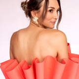 Vestido midi em Crepe com Ondas Esculturais no Decote – REF: OD94