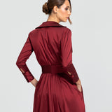 Vestido Longo em Tafeta Estilo Chemise com Laço na Cintura – REF: OD64