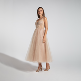 Vestido Midi em Tule com Paetês e Laços nos Ombros – REF: EG06/2