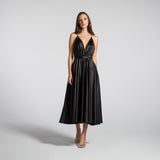 Vestido Midi em Cetim com Decote Profundo e Costas Abertas – REF: EG19MD