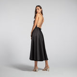 Vestido Midi em Cetim com Decote Profundo e Costas Abertas – REF: EG19MD