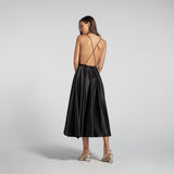 Vestido Midi em Cetim com Decote Profundo e Costas Abertas – REF: EG19MD