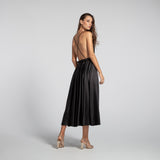Vestido Midi em Cetim com Decote Profundo e Costas Abertas – REF: EG19MD