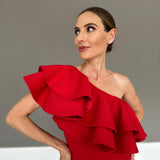 Vestido Longo em Crepe Fosco com Babado Estruturado – REF: OD82