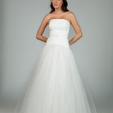Vestido Longo em crepe com saia de tule e cintura baixa – REF: OD80