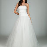 Vestido Longo em crepe com saia de tule e cintura baixa – REF: OD80