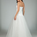 Vestido Longo em crepe com saia de tule e cintura baixa – REF: OD80