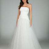Vestido Longo em crepe com saia de tule e cintura baixa – REF: OD80