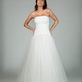 Vestido Longo em crepe com saia de tule e cintura baixa – REF: OD80