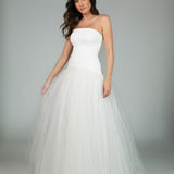 Vestido Longo em crepe com saia de tule e cintura baixa – REF: OD80