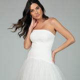 Vestido Longo em crepe com saia de tule e cintura baixa – REF: OD80