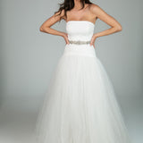 Vestido Longo em crepe com saia de tule e cintura baixa – REF: OD80