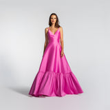 Vestido Longo em Zibeline com Decote V e Detalhe de Laço – REF: EG11