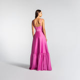 Vestido Longo em Zibeline com Decote V e Detalhe de Laço – REF: EG11