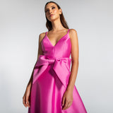 Vestido Longo em Zibeline com Decote V e Detalhe de Laço – REF: EG11